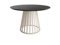 Mesa de Comedor de Metal Marfil y Sobre Biselado de 25 mm 120 cm SAHARA