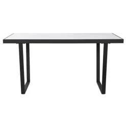 Mesa de Comedor de Metal y Piedra Sintetizada Color Blanco y Negro MB-208952