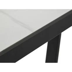 Mesa de Comedor de Metal y Piedra Sintetizada Color Blanco y Negro MB-208952