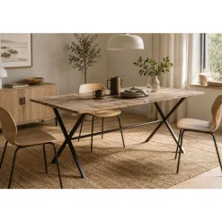 Mesa de Comedor de Teca con Patas de Metal MB-227262