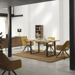 Mesa de comedor de 140x80 cm en madera maciza de acacia color natural GABAR 10831