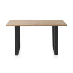 Mesa de comedor de 140x80 cm en madera maciza de acacia color natural GABAR 10831
