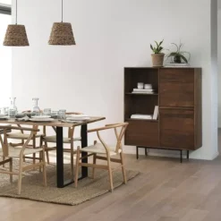 Mesa de comedor de 140x80 cm en madera maciza de acacia color natural GABAR 10831