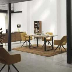 Mesa de comedor de 200x100 cm en madera maciza de acacia color natural GABAR 10834