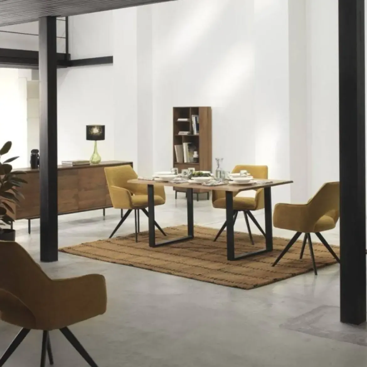 Mesa de comedor de 200x100 cm en madera maciza de acacia color natural GABAR 10834