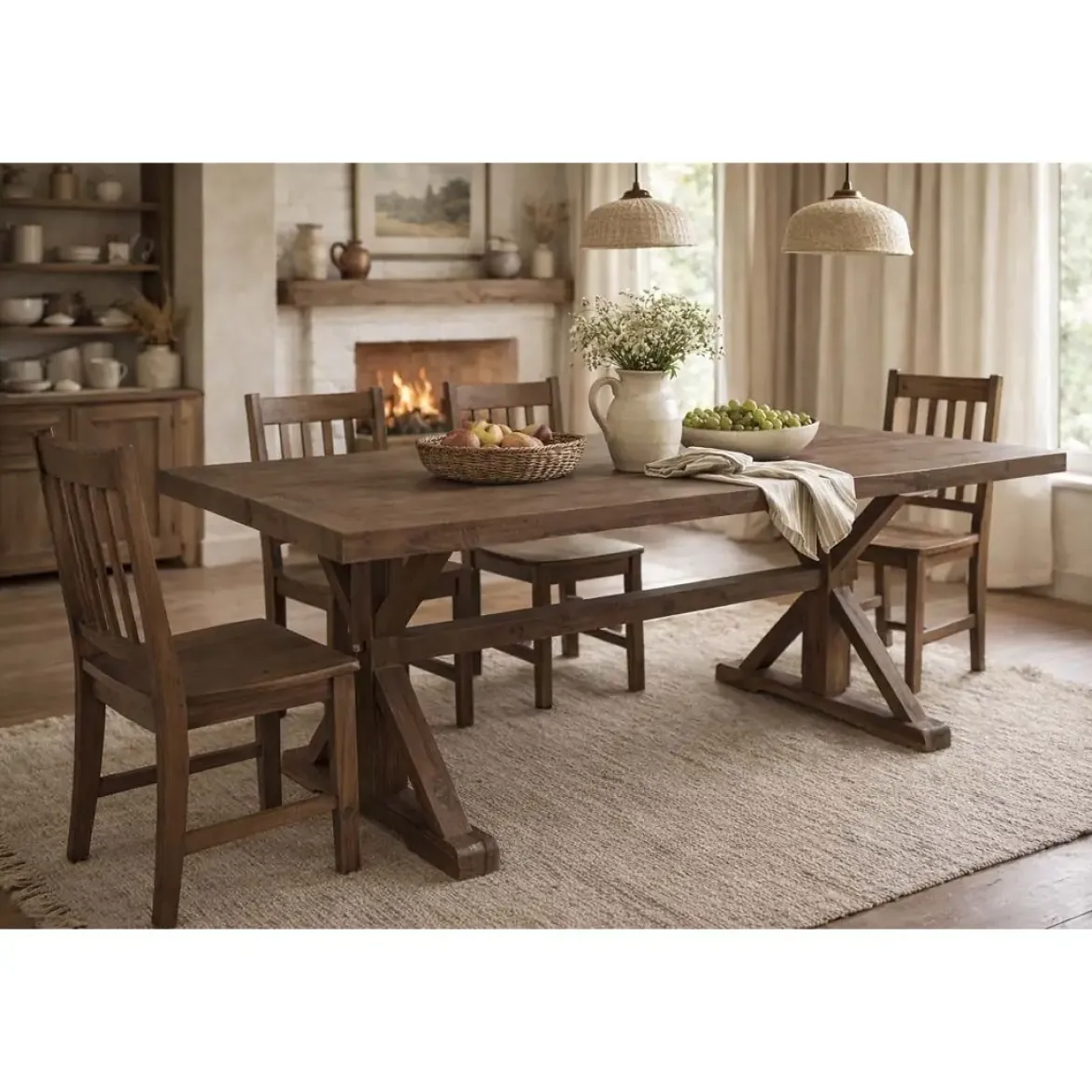 Mesa de Comedor en Madera Natural 200 cm MB-211831