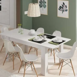 Mesa de comedor extensible blanca artik 004586A