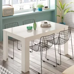 Mesa de comedor extensible blanca artik 004586A