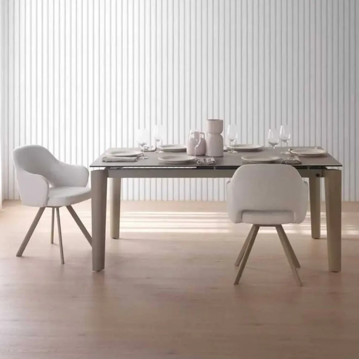 Mesa de Comedor Extensible Cerámica Fior di Bosco Topo GABAR 11604