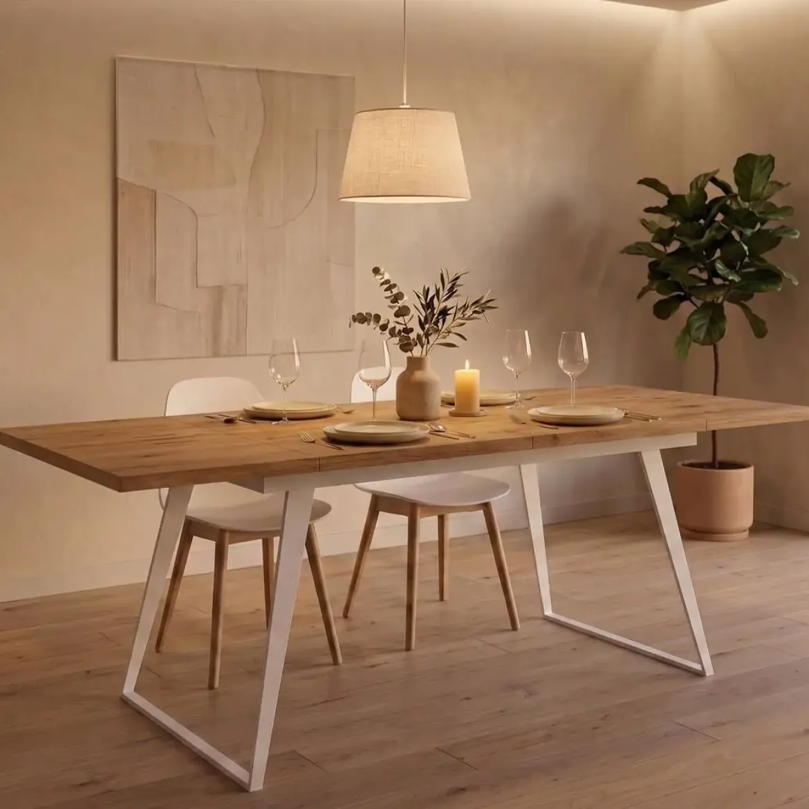 Mesa de Comedor Extensible con Tablero Melaminizado NIM