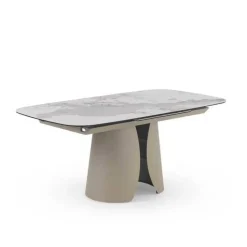 Mesa de Comedor Extensible con Pie Central Metálico Taupe GABAR 11602