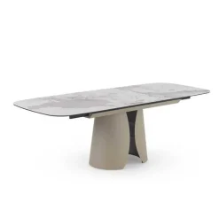 Mesa de Comedor Extensible con Pie Central Metálico Taupe GABAR 11602