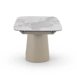 Mesa de Comedor Extensible con Pie Central Metálico Taupe GABAR 11602
