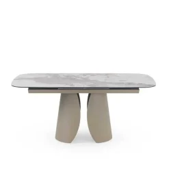 Mesa de Comedor Extensible con Pie Central Metálico Taupe GABAR 11602