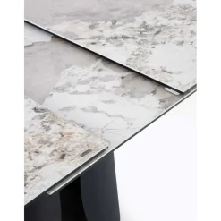 Mesa de Comedor Extensible con Pie Central Metálico Negro GABAR 11603
