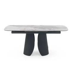 Mesa de Comedor Extensible con Pie Central Metálico Negro GABAR 11603
