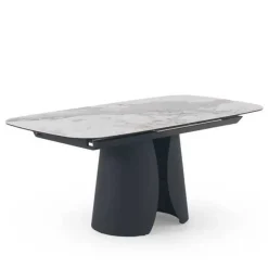 Mesa de Comedor Extensible con Pie Central Metálico Negro GABAR 11603