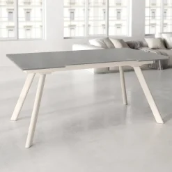 Mesa de Comedor Extensible con Estructura de Metal Marfil TASMAN