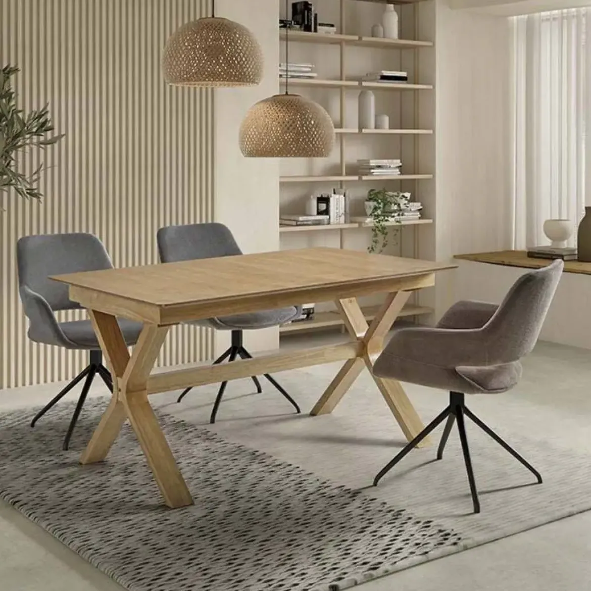 Mesa de Comedor Extensible en Madera Natural DT-914