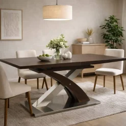 Mesa de Comedor Extensible MDF y Acero 160-220 cm MB-178116