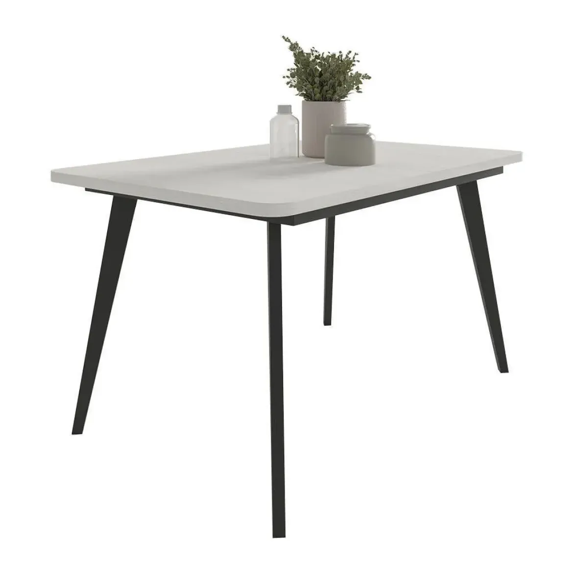 Mesa de Comedor Extensible Rectangular con Patas Metálicas Inclinadas M823