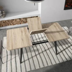 Mesa de Comedor Extensible Rectangular con Patas Metálicas Inclinadas M823
