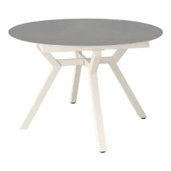 Mesa de Comedor Extensible Redonda 100 cm Marfil con Tablero Porcelánico ROSS