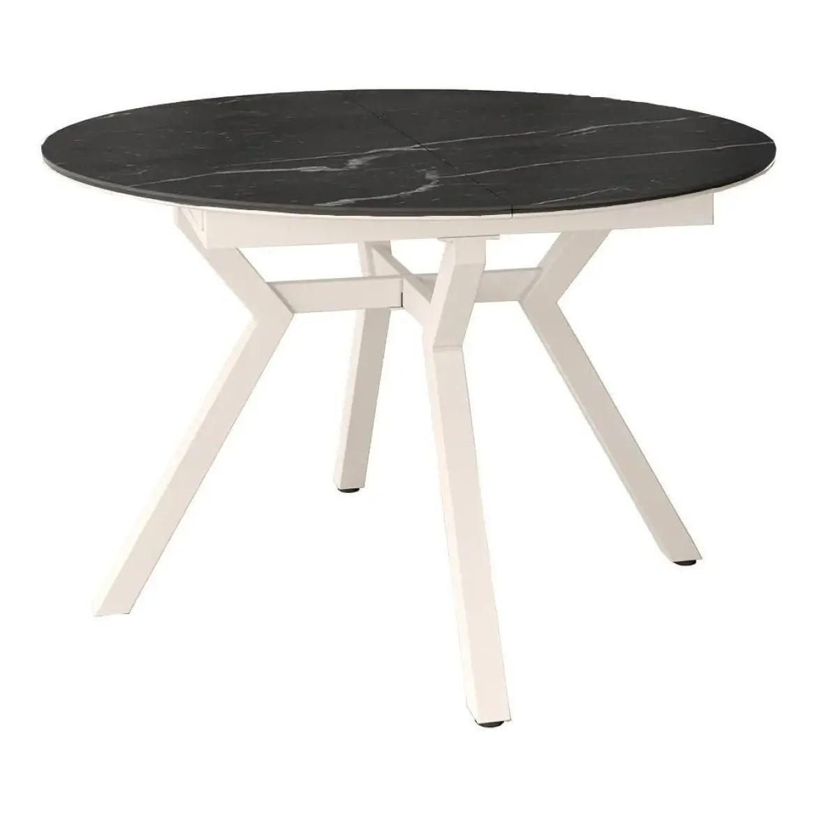 Mesa de Comedor Extensible Redonda 120 cm Marfil con Tablero Porcelánico ROSS