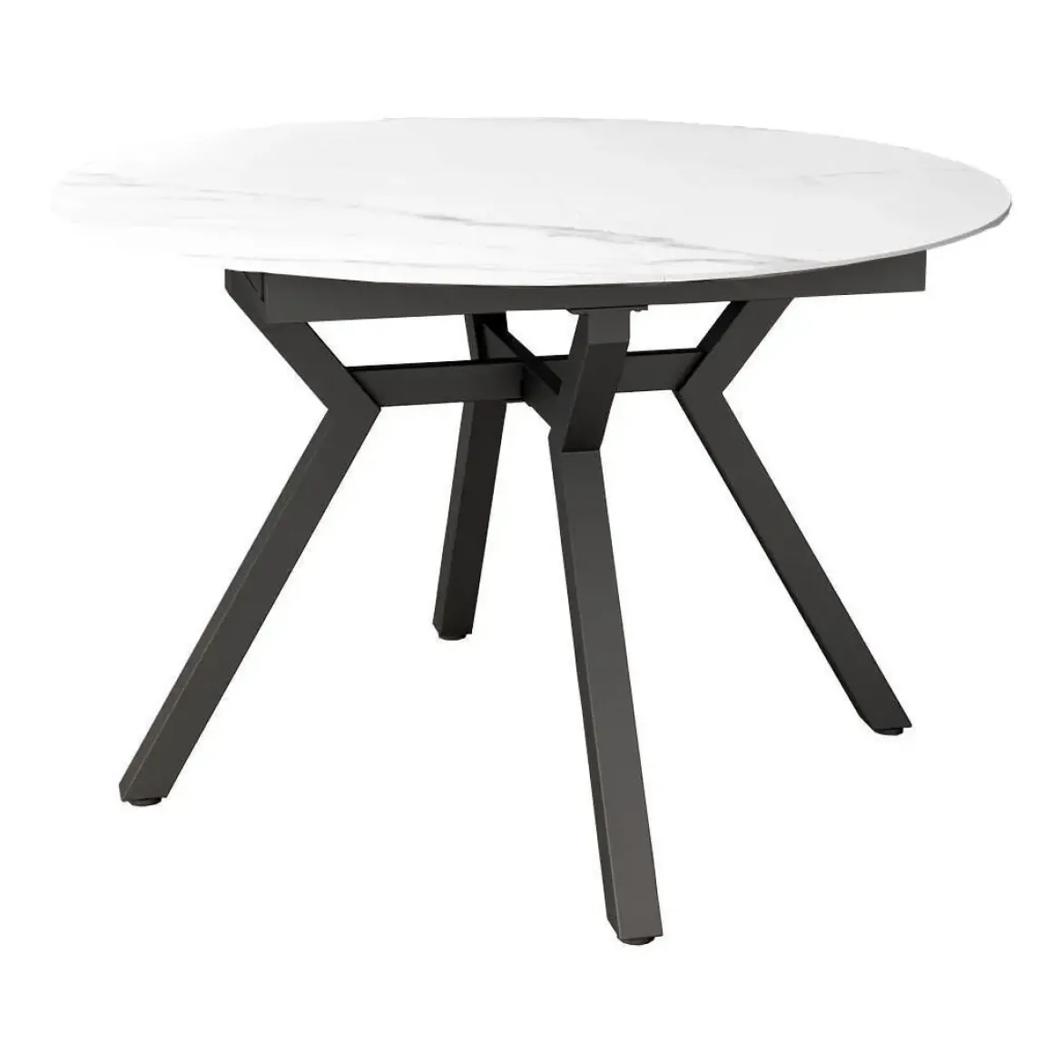 Mesa de Comedor Extensible Redonda 120 cm Negra con Tablero Porcelánico ROSS
