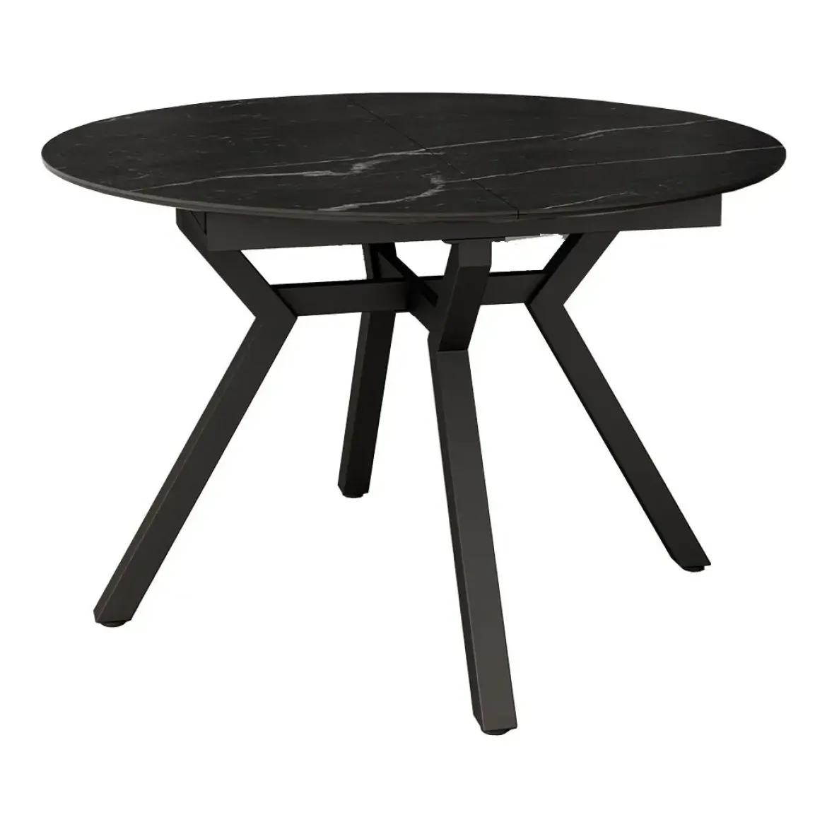 Mesa de Comedor Extensible Redonda 120 cm Negra con Tablero Porcelánico ROSS