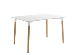 Mesa de comedor Fija con Patas de Madera y Sobre de MDF Lacado CARIBE 120 cm