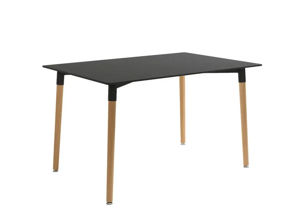 Mesa de comedor Fija con Patas de Madera y Sobre de MDF Lacado CARIBE 160 cm
