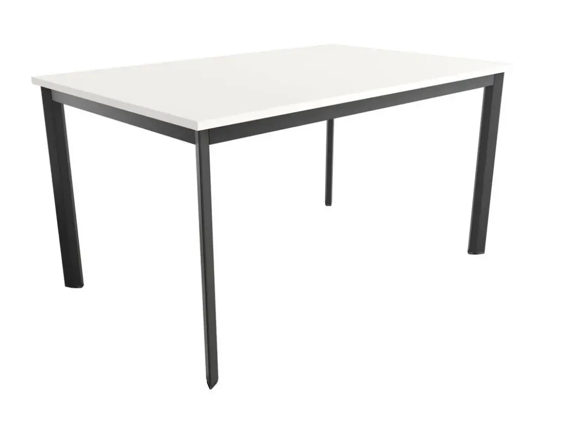 Mesa de comedor fija cuadrada de metal Acabado Negro y sobre de melamina GARDA