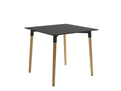 Mesa de comedor Fija Cuadrada con Patas de Madera y Sobre de MDF Lacado CARIBE 80 cm