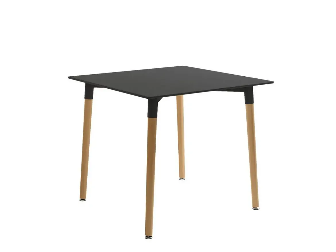 Mesa de comedor Fija Cuadrada con Patas de Madera y Sobre de MDF Lacado CARIBE 80 cm