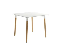Mesa de comedor Fija Cuadrada con Patas de Madera y Sobre de MDF Lacado CARIBE 80 cm