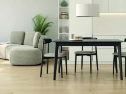 Mesa de Comedor Fija de Madera Roble y Sobre Biselado de 25 mm 140 cm AURA