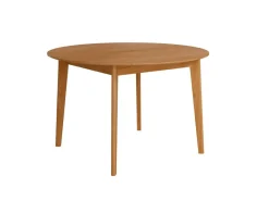 Mesa de Comedor Fija Redonda de Madera Roble y Sobre Biselado de 25 mm 120 cm AURA