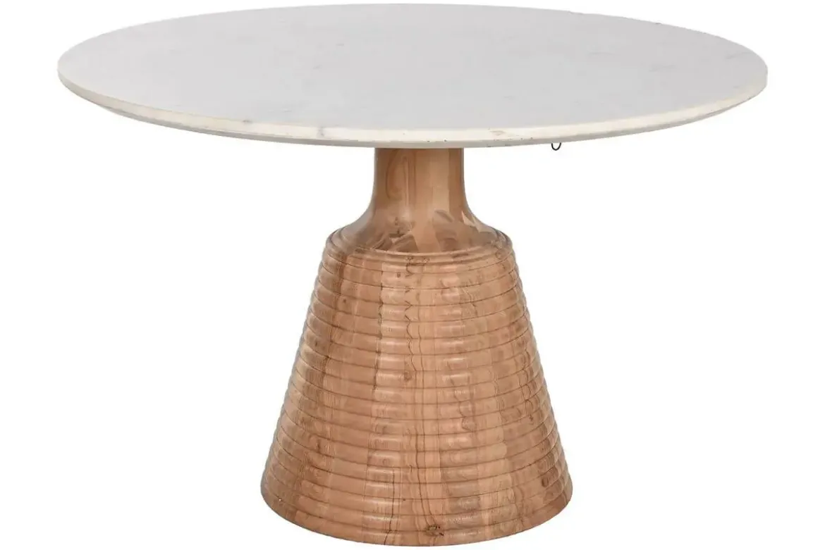 Mesa de Comedor Mármol Blanco y Madera de Acacia MB-212659