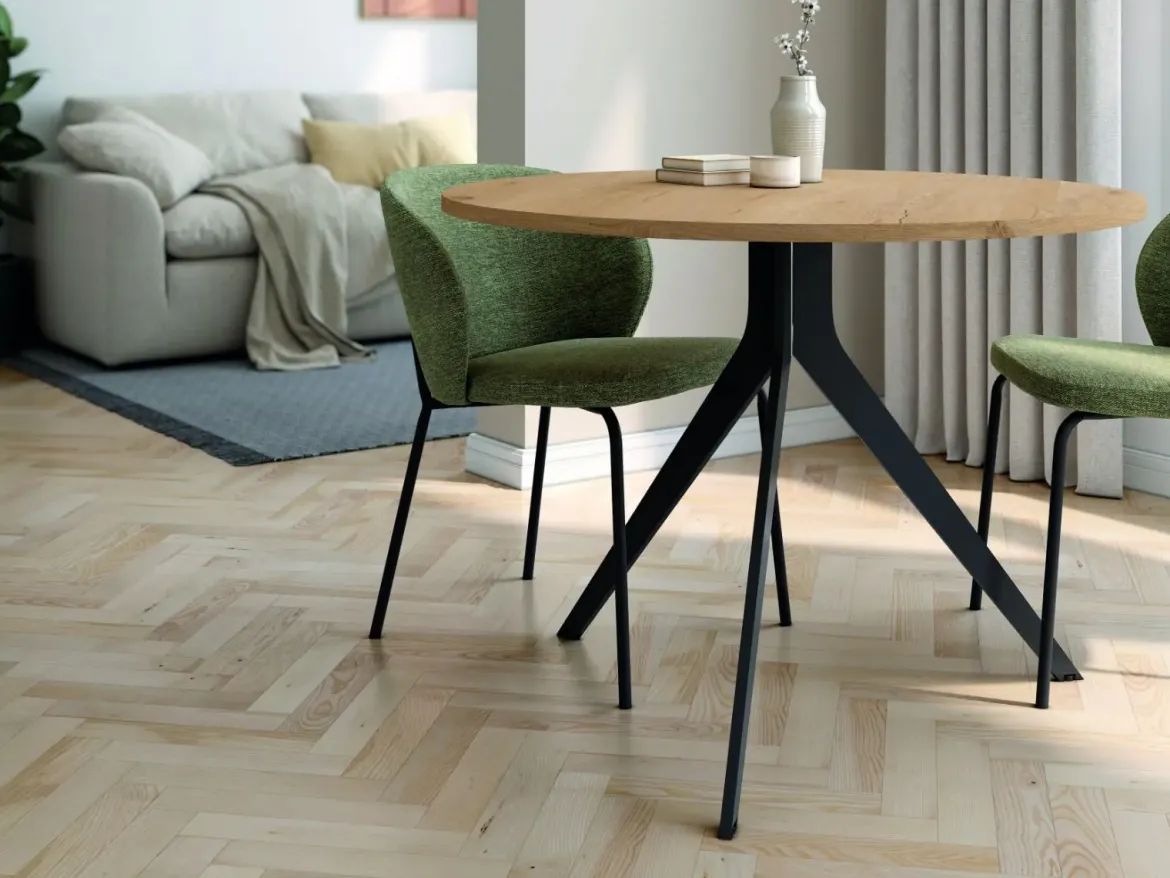 Mesa de Comedor ORTA Redonda Estructura Metálica Marfil de 120 cm