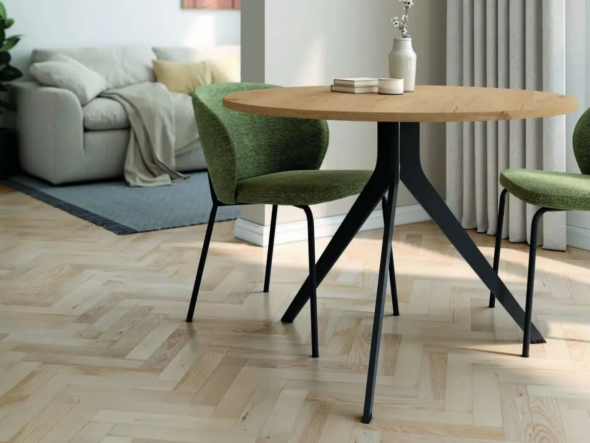Mesa de Comedor ORTA Redonda Estructura Metálica Negra de 100 cm