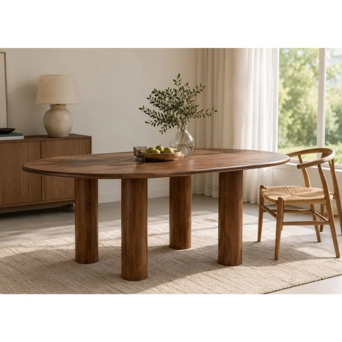 Mesa de Comedor Ovalada de Madera de Mango SANAT 0747333