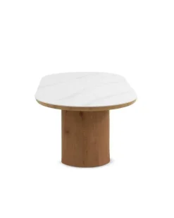 Mesa de Comedor Oval en Roble y MDF con Encimera Mármol CALACATTA 11417