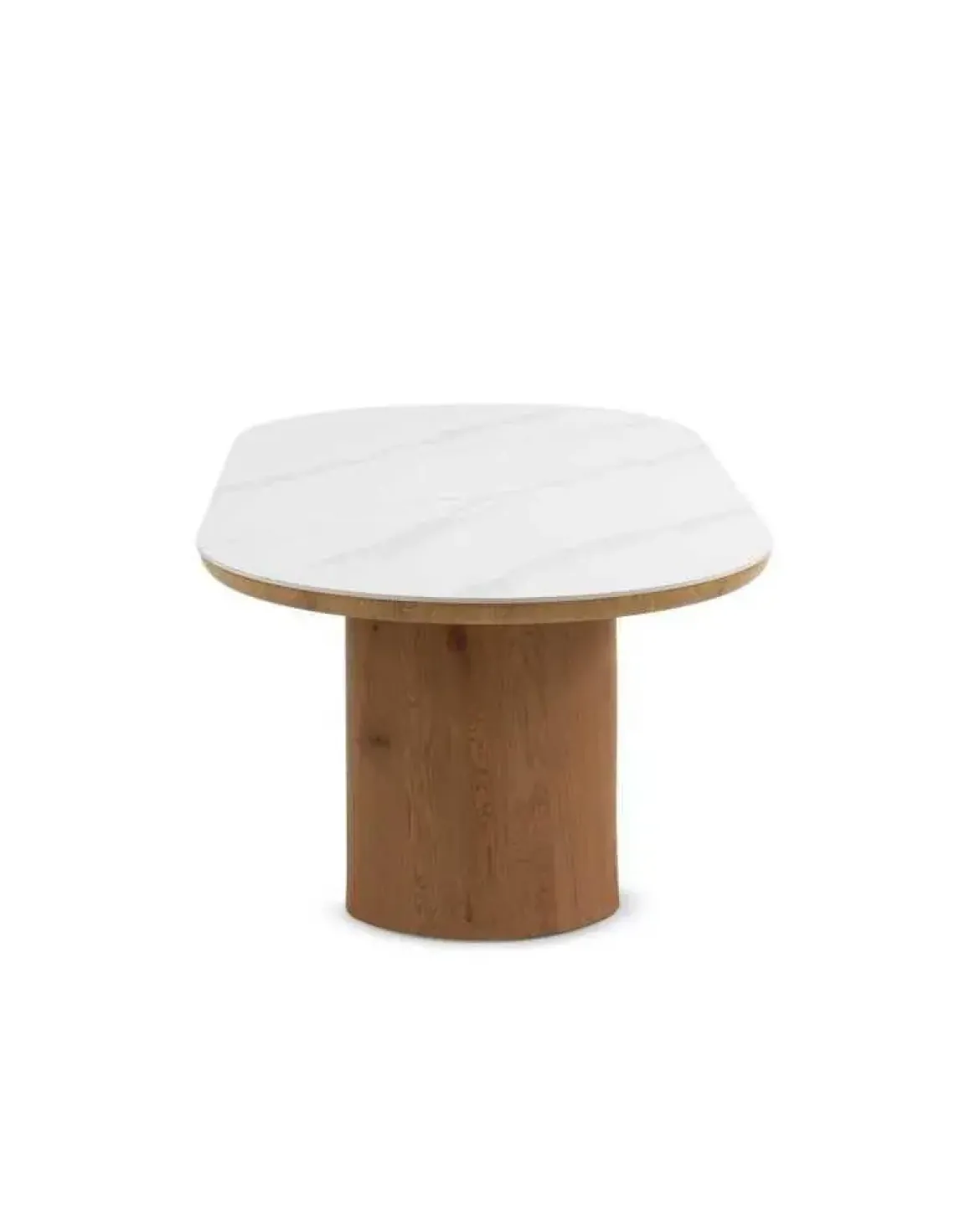 Mesa de Comedor Oval en Roble y MDF con Encimera Mármol CALACATTA 11417