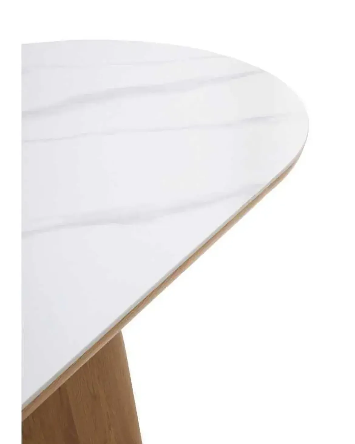 Mesa de Comedor Oval en Roble y MDF con Encimera Mármol CALACATTA 11417