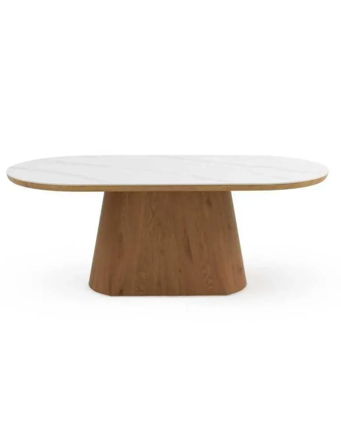 Mesa de Comedor Oval en Roble y MDF con Encimera Mármol CALACATTA 11417