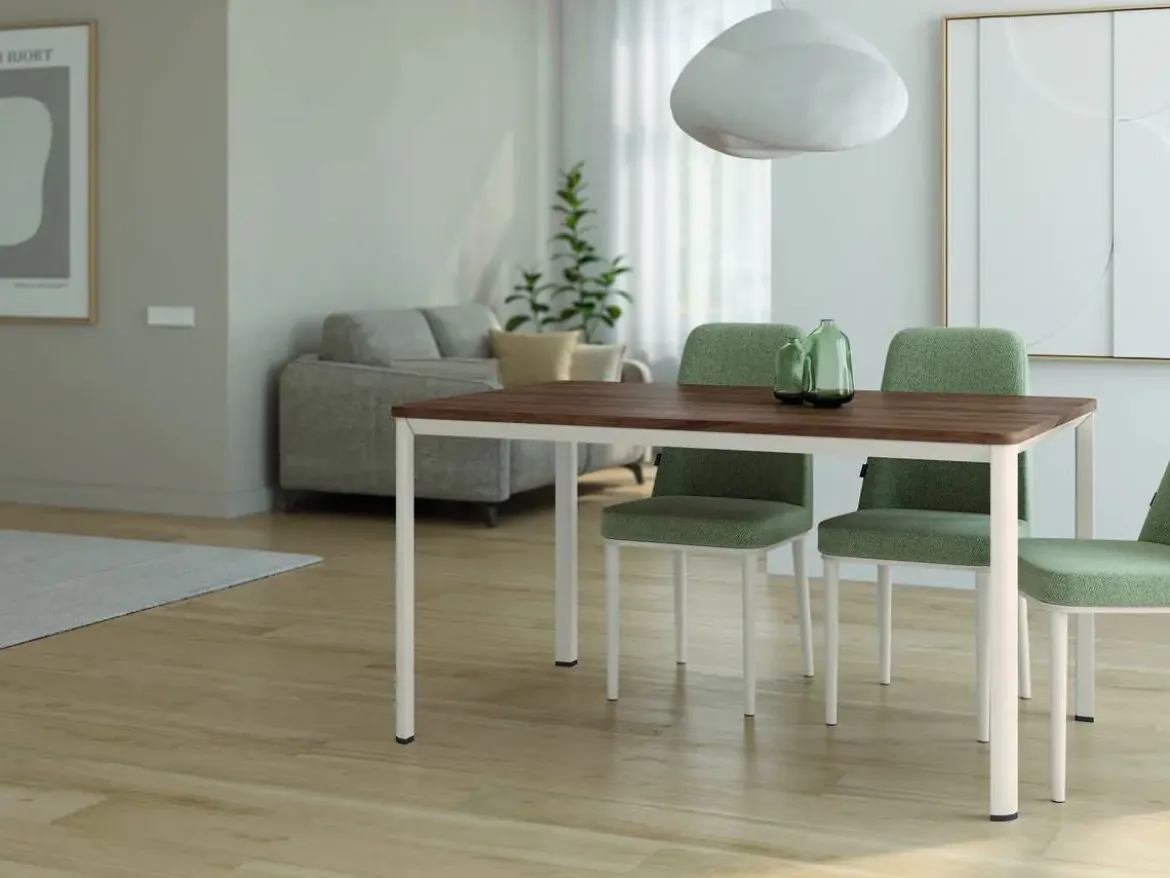 Mesa de Comedor Patas Marfil Fija de 120 cm metal-Melamina ONEA