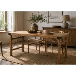 Mesa de Comedor Plegable de Madera Reciclada 180 cm MB-229857