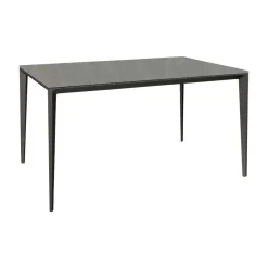 Mesa de Comedor Rectangular 160 cm Porcelánico y Metal Negro Cortés