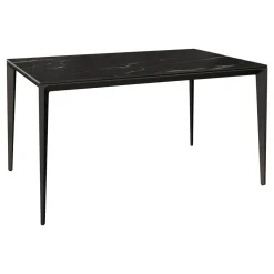 Mesa de Comedor Rectangular 160 cm Porcelánico y Metal Negro Cortés